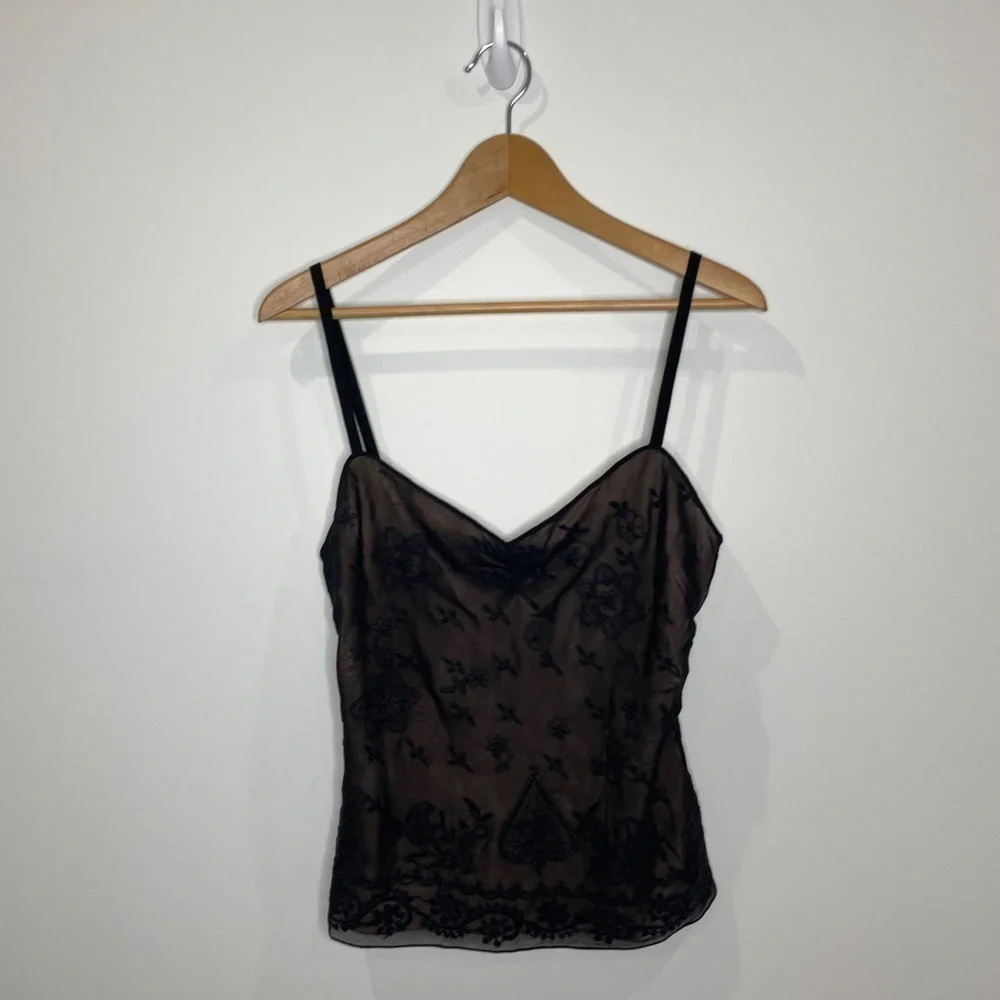 Megan Park Lace Black 100% Silk Camisole